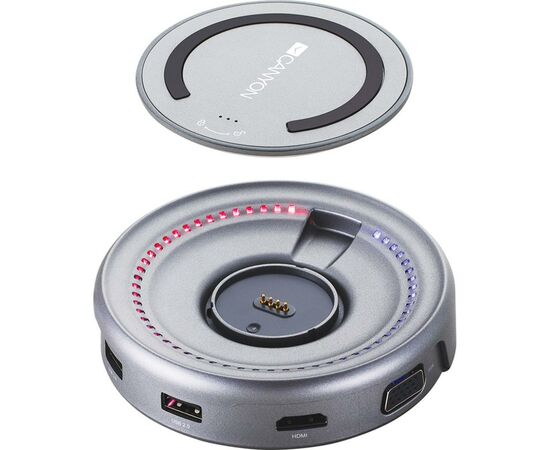 Порт-реплікатор Canyon Docking Station with 5 ports, with wireless charger 10W (CNS-TDS07DG), зображення 2 Порт-реплікатор Canyon Docking Station with 5 ports, with wireless charger 10W (CNS-TDS07DG), зображення 2