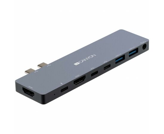 Порт-репликатор Canyon Docking Station with 8 ports, 1*Type C PD100W+2*Type C (CNS-TDS08DG), изображение 3 Порт-репликатор Canyon Docking Station with 8 ports, 1*Type C PD100W+2*Type C (CNS-TDS08DG), изображение 3