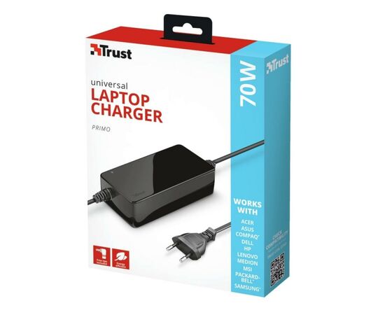 Блок питания к ноутбуку Trust Primo 70W-19V Universal Laptop Charger (22141_TRUST), изображение 4 Блок питания к ноутбуку Trust Primo 70W-19V Universal Laptop Charger (22141_TRUST), изображение 4