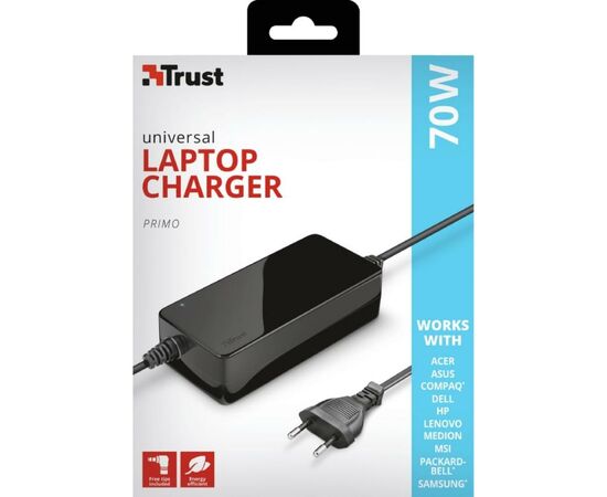 Блок питания к ноутбуку Trust Primo 70W-19V Universal Laptop Charger (22141_TRUST), изображение 5 Блок питания к ноутбуку Trust Primo 70W-19V Universal Laptop Charger (22141_TRUST), изображение 5