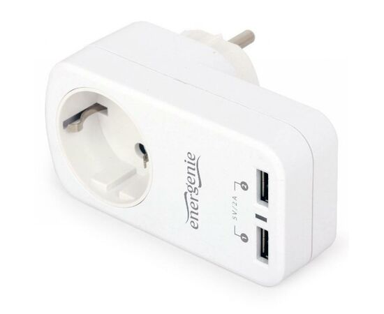 Зарядное устройство EnerGenie 2 USB по 2.1A со сквозной розеткой (EG-ACU2-01-W), изображение 6 Зарядное устройство EnerGenie 2 USB по 2.1A со сквозной розеткой (EG-ACU2-01-W), изображение 6