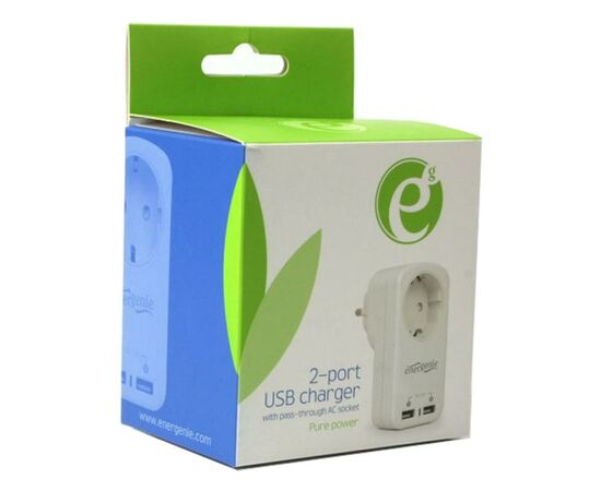 Зарядное устройство EnerGenie 2 USB по 2.1A со сквозной розеткой (EG-ACU2-01-W), изображение 7 Зарядное устройство EnerGenie 2 USB по 2.1A со сквозной розеткой (EG-ACU2-01-W), изображение 7