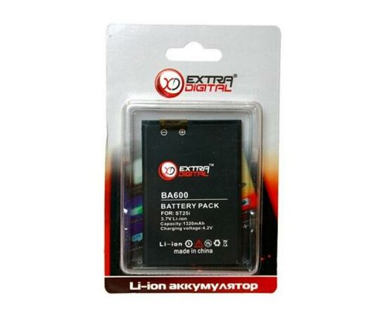 Аккумуляторная батарея для телефона Extradigital Sony Ericsson BA600 (1320 mAh) (BMS6344), изображение 3 Аккумуляторная батарея для телефона Extradigital Sony Ericsson BA600 (1320 mAh) (BMS6344), изображение 3