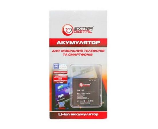 Акумуляторна батарея для телефону Extradigital Sony Ericsson BA700 (1500 mAh) (BMS6345), зображення 3 Акумуляторна батарея для телефону Extradigital Sony Ericsson BA700 (1500 mAh) (BMS6345), зображення 3