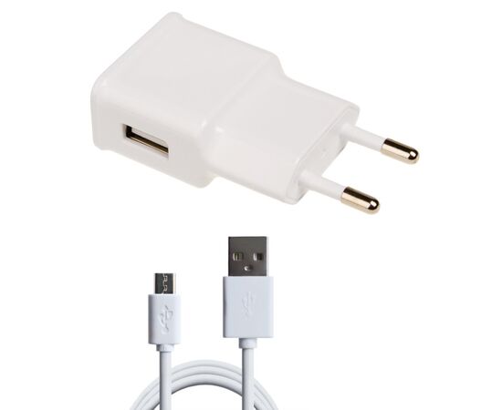 Зарядний пристрій Grand-X 1*USB, 1A, White, + cable USB -> Micro USB, Cu, 2.1А, 1m (CH-765UMW)