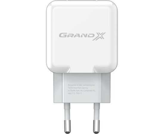 Зарядное устройство Grand-X 5V 2.1A White (CH-03W), изображение 2 Зарядное устройство Grand-X 5V 2.1A White (CH-03W), изображение 2