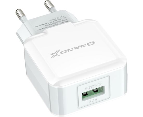 Зарядное устройство Grand-X 5V 2.1A White (CH-03W), изображение 3 Зарядное устройство Grand-X 5V 2.1A White (CH-03W), изображение 3