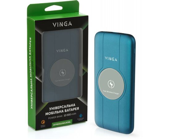 Батарея универсальная Vinga 10000 mAh Wireless QC3.0 PD soft touch blue (BTPB3510WLROBL), изображение 5 Батарея универсальная Vinga 10000 mAh Wireless QC3.0 PD soft touch blue (BTPB3510WLROBL), изображение 5
