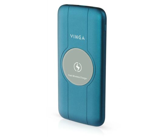 Батарея універсальна Vinga 10000 mAh Wireless QC3.0 PD soft touch blue (BTPB3510WLROBL)
