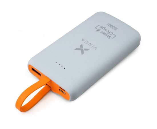 Батарея универсальная Vinga 10000 mAh SuperQC soft touch w/cable 22.5W dark grey (VPB1SQSCDG), изображение 4 Батарея универсальная Vinga 10000 mAh SuperQC soft touch w/cable 22.5W dark grey (VPB1SQSCDG), изображение 4