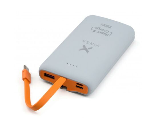 Батарея универсальная Vinga 10000 mAh SuperQC soft touch w/cable 22.5W dark grey (VPB1SQSCDG), изображение 8 Батарея универсальная Vinga 10000 mAh SuperQC soft touch w/cable 22.5W dark grey (VPB1SQSCDG), изображение 8