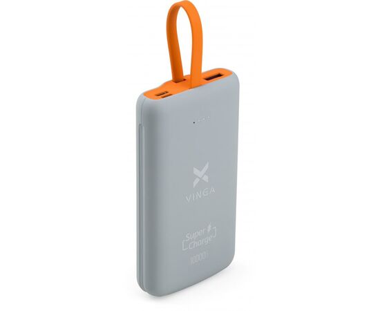 Батарея універсальна Vinga 10000 mAh SuperQC soft touch w/cable 22.5W dark grey (VPB1SQSCDG)