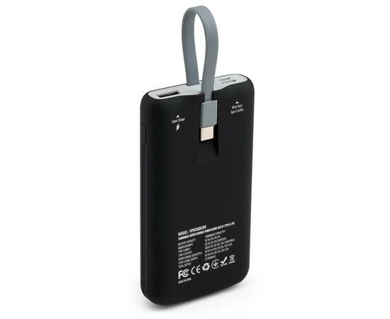 Батарея универсальная Vinga 10000 mAh SuperQC soft touch w/cable 22.5W black (VPB1SQSCBK), изображение 2 Батарея универсальная Vinga 10000 mAh SuperQC soft touch w/cable 22.5W black (VPB1SQSCBK), изображение 2
