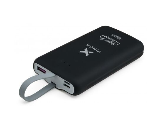 Батарея универсальная Vinga 10000 mAh SuperQC soft touch w/cable 22.5W black (VPB1SQSCBK), изображение 4 Батарея универсальная Vinga 10000 mAh SuperQC soft touch w/cable 22.5W black (VPB1SQSCBK), изображение 4