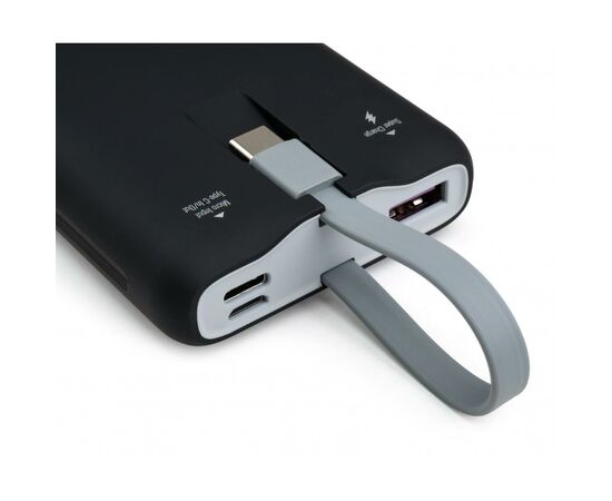 Батарея универсальная Vinga 10000 mAh SuperQC soft touch w/cable 22.5W black (VPB1SQSCBK), изображение 5 Батарея универсальная Vinga 10000 mAh SuperQC soft touch w/cable 22.5W black (VPB1SQSCBK), изображение 5