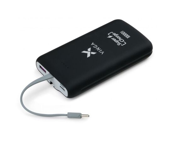 Батарея универсальная Vinga 10000 mAh SuperQC soft touch w/cable 22.5W black (VPB1SQSCBK), изображение 8 Батарея универсальная Vinga 10000 mAh SuperQC soft touch w/cable 22.5W black (VPB1SQSCBK), изображение 8