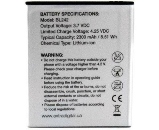 Аккумуляторная батарея для телефона Extradigital Lenovo A6000 (A6-series / A3-series) 2300 mAh (BML6458), изображение 2 Аккумуляторная батарея для телефона Extradigital Lenovo A6000 (A6-series / A3-series) 2300 mAh (BML6458), изображение 2