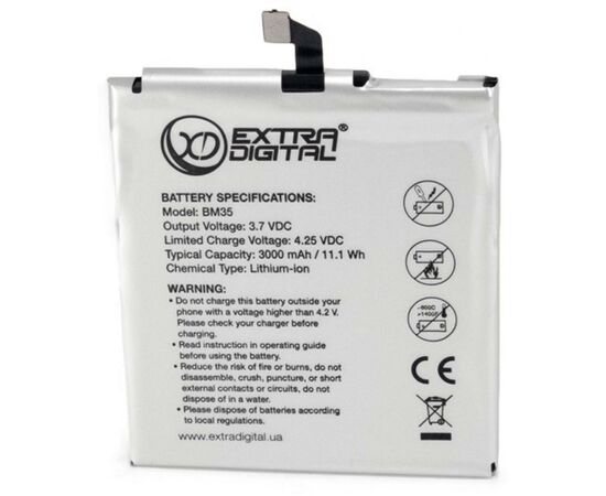 Аккумуляторная батарея для телефона Extradigital Xiaomi Mi 4c (BM35) 3000 mAh (BMX6443), изображение 2 Аккумуляторная батарея для телефона Extradigital Xiaomi Mi 4c (BM35) 3000 mAh (BMX6443), изображение 2