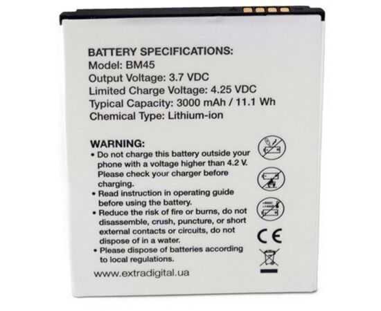 Аккумуляторная батарея для телефона Extradigital Xiaomi Redmi Note 2 (BM45) 3000 mAh (BMX6441), изображение 2 Аккумуляторная батарея для телефона Extradigital Xiaomi Redmi Note 2 (BM45) 3000 mAh (BMX6441), изображение 2