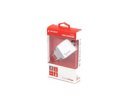 Зарядное устройство Gembird 2 USB (5V/3.4A) (MP3A-UC-AC10), изображение 2 Зарядное устройство Gembird 2 USB (5V/3.4A) (MP3A-UC-AC10), изображение 2