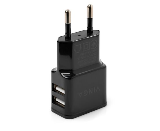 Зарядное устройство Vinga 2 Port USB Wall Charger 2.1A (VCPWCH2USB2ABK), изображение 3 Зарядное устройство Vinga 2 Port USB Wall Charger 2.1A (VCPWCH2USB2ABK), изображение 3