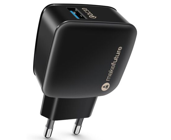 Зарядний пристрій MakeFuture 1 USB (3A) Quick Charge Black (MCW-11BK)