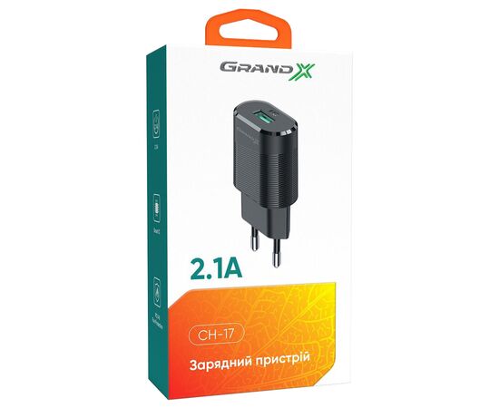 Зарядний пристрій Grand-X CH-17 USB 5V 2,1A (CH-17), зображення 5 Зарядний пристрій Grand-X CH-17 USB 5V 2,1A (CH-17), зображення 5