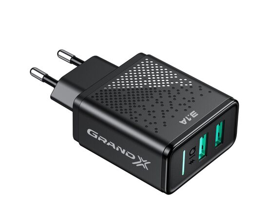 Зарядний пристрій Grand-X CH-60 2USB 5V 3,1A (CH-60), зображення 2 Зарядний пристрій Grand-X CH-60 2USB 5V 3,1A (CH-60), зображення 2