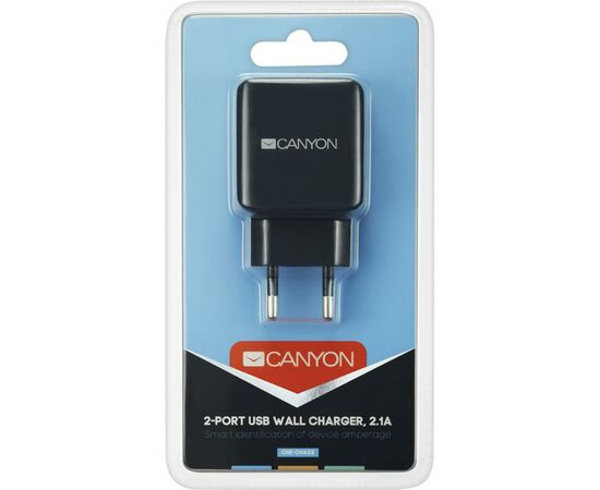 Зарядное устройство Canyon 2xUSB AC (CNE-CHA03B), изображение 2 Зарядное устройство Canyon 2xUSB AC (CNE-CHA03B), изображение 2