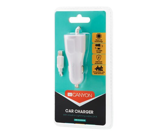 Зарядное устройство Canyon 1xUSB car adapter (CNE-CCA033W), изображение 3 Зарядное устройство Canyon 1xUSB car adapter (CNE-CCA033W), изображение 3