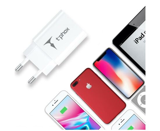 Зарядное устройство T-Phox Mini 12W 2.4A + Lightning cable 1.2m (White) (Mini(W)+Lightning), изображение 5 Зарядное устройство T-Phox Mini 12W 2.4A + Lightning cable 1.2m (White) (Mini(W)+Lightning), изображение 5