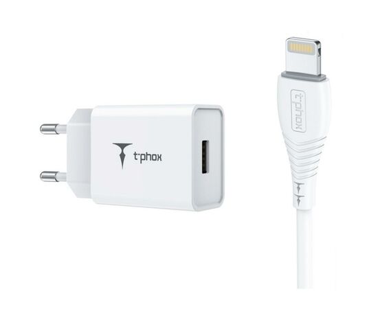 Зарядное устройство T-Phox Mini 12W 2.4A + Lightning cable 1.2m (White) (Mini(W)+Lightning)