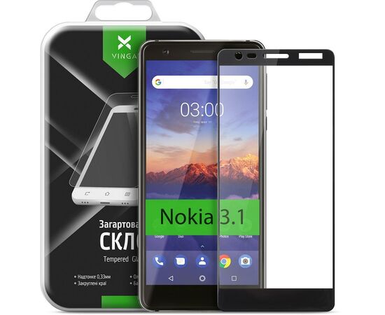 Скло захисне Vinga для Nokia 3.1 Black (VTPGS-N31B)