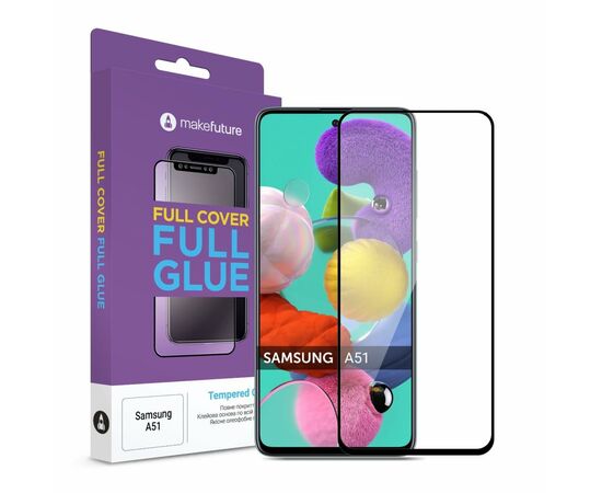 Стекло защитное MakeFuture Samsung A51 Full Cover Full Glue (MGF-SA51)