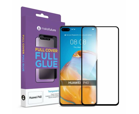 Стекло защитное MakeFuture Huawei P40 Full Cover Full Glue (MGF-HUP40)