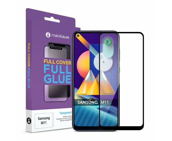 Стекло защитное MakeFuture Samsung M11 Full Cover Full Glue (MGF-SM11)
