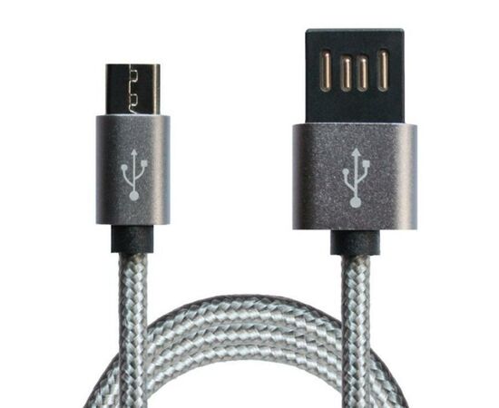 Дата кабель USB 2.0 AM to Micro 5P 1.0m Grey/Black Grand-X (FM02), зображення 3 Дата кабель USB 2.0 AM to Micro 5P 1.0m Grey/Black Grand-X (FM02), зображення 3