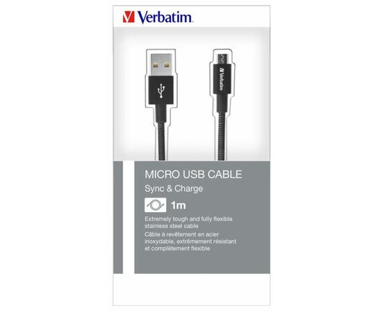 Дата кабель USB 2.0 AM to Micro 5P 1.0m black Verbatim (48863), зображення 7 Дата кабель USB 2.0 AM to Micro 5P 1.0m black Verbatim (48863), зображення 7