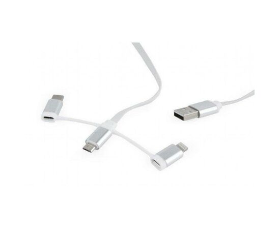 Дата кабель USB 2.0 AM to Lightning + Micro 5P + Type-C 1.0m Cablexpert (CC-USB2-AMLM32-1M-W), изображение 2 Дата кабель USB 2.0 AM to Lightning + Micro 5P + Type-C 1.0m Cablexpert (CC-USB2-AMLM32-1M-W), изображение 2