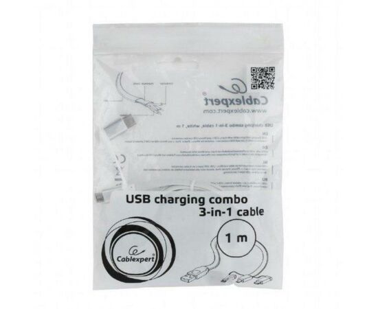 Дата кабель USB 2.0 AM to Lightning + Micro 5P + Type-C 1.0m Cablexpert (CC-USB2-AMLM32-1M-W), изображение 6 Дата кабель USB 2.0 AM to Lightning + Micro 5P + Type-C 1.0m Cablexpert (CC-USB2-AMLM32-1M-W), изображение 6