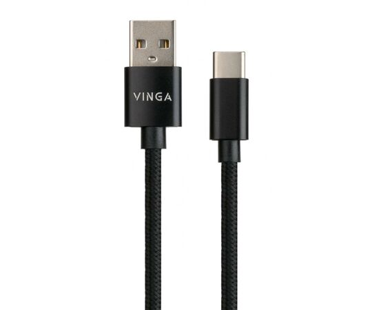 Дата кабель USB 2.0 AM to Type-C 1m nylon black Vinga (VCPDCTCNB1BK), изображение 2 Дата кабель USB 2.0 AM to Type-C 1m nylon black Vinga (VCPDCTCNB1BK), изображение 2