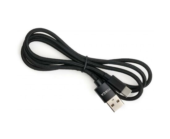 Дата кабель USB 2.0 AM to Type-C 1m nylon black Vinga (VCPDCTCNB1BK), изображение 3 Дата кабель USB 2.0 AM to Type-C 1m nylon black Vinga (VCPDCTCNB1BK), изображение 3