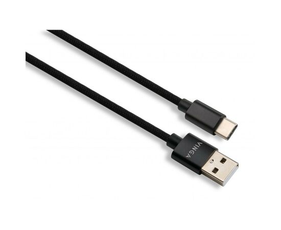 Дата кабель USB 2.0 AM to Type-C 1m nylon black Vinga (VCPDCTCNB1BK)
