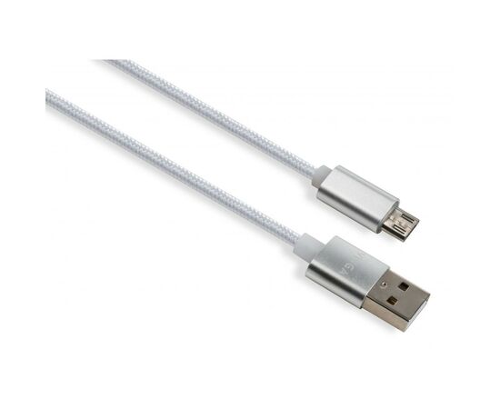 Дата кабель USB 2.0 AM to Micro 5P 1m LED silver Vinga (VCPDCMLED1S)