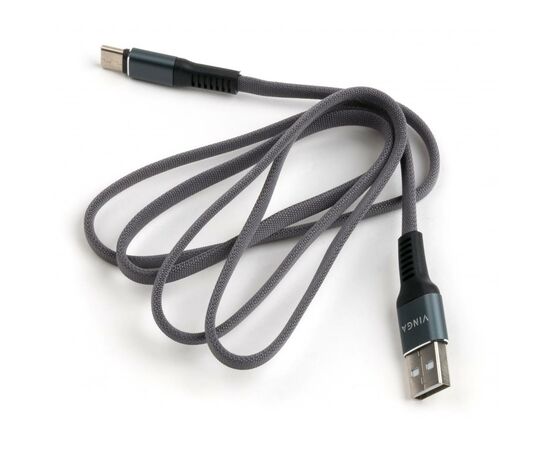 Дата кабель USB 2.0 AM to Type-C 1m flat nylon gray Vinga (VCPDCTCFNB1GR), изображение 3 Дата кабель USB 2.0 AM to Type-C 1m flat nylon gray Vinga (VCPDCTCFNB1GR), изображение 3