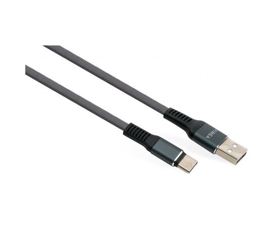 Дата кабель USB 2.0 AM to Type-C 1m flat nylon gray Vinga (VCPDCTCFNB1GR)