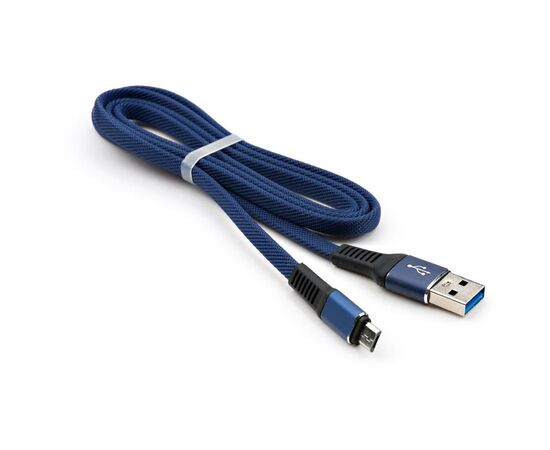 Дата кабель USB 2.0 AM to Micro 5P 1m flat nylon blue Vinga (VCPDCMFNB1B), изображение 3 Дата кабель USB 2.0 AM to Micro 5P 1m flat nylon blue Vinga (VCPDCMFNB1B), изображение 3