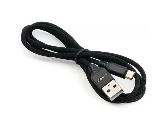 Дата кабель USB 2.0 AM to Micro 5P nylon 1m black Vinga (VCPDCMBN21BK), изображение 3 Дата кабель USB 2.0 AM to Micro 5P nylon 1m black Vinga (VCPDCMBN21BK), изображение 3