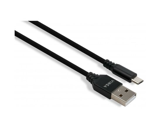 Дата кабель USB 2.0 AM to Micro 5P nylon 1m black Vinga (VCPDCMBN21BK)