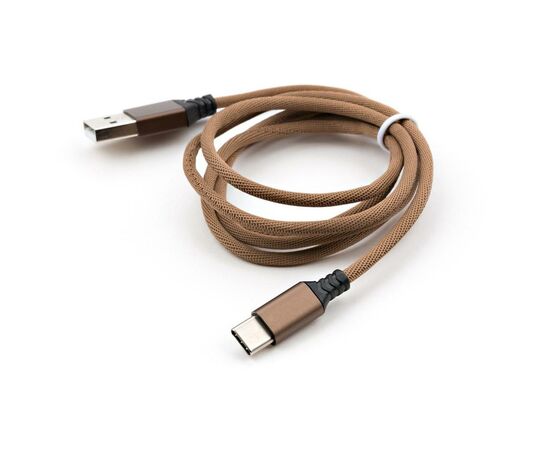 Дата кабель USB 2.0 AM to Type-C nylon 1m brown Vinga (VCPDCTCNB21BR), зображення 2 Дата кабель USB 2.0 AM to Type-C nylon 1m brown Vinga (VCPDCTCNB21BR), зображення 2
